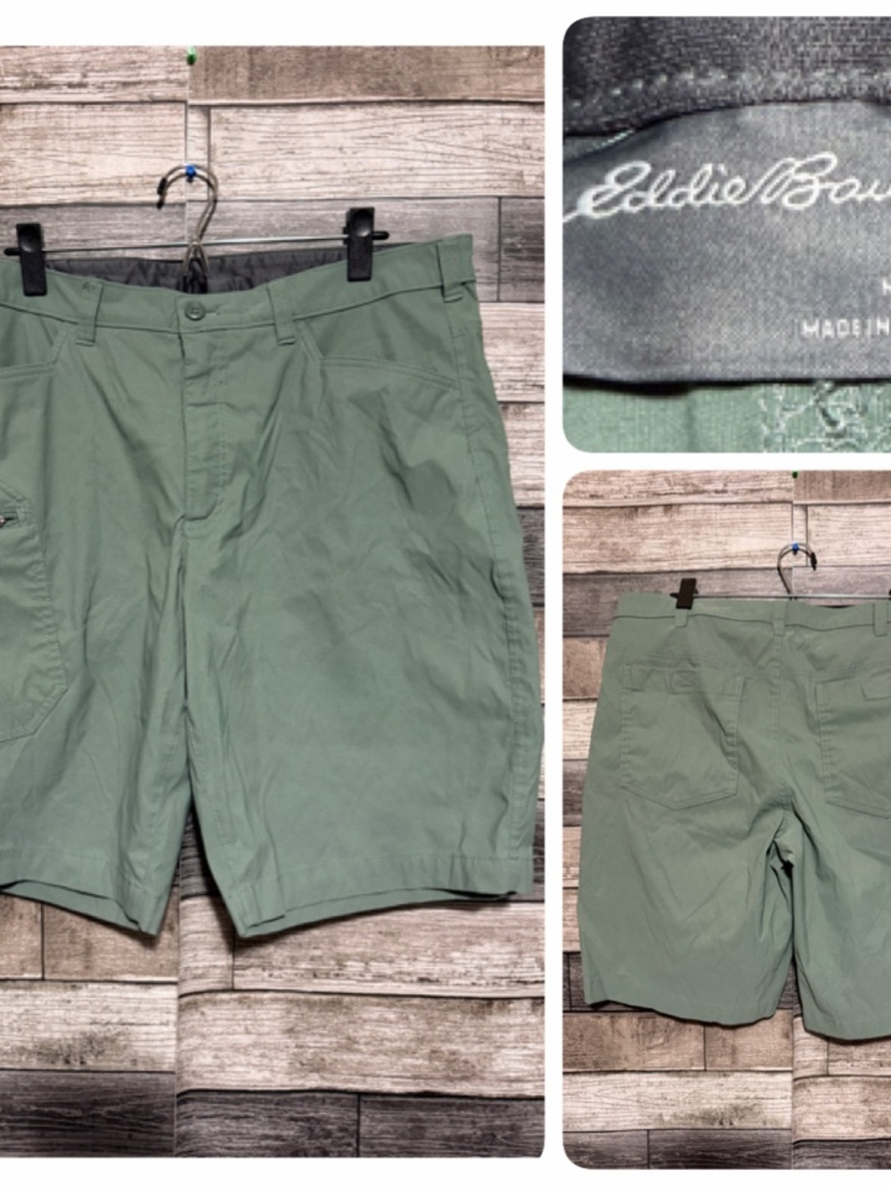 Eddie Bauer Cargo Hiking Shorts Men’s 38 Green Stretch (Inseam 10.5)